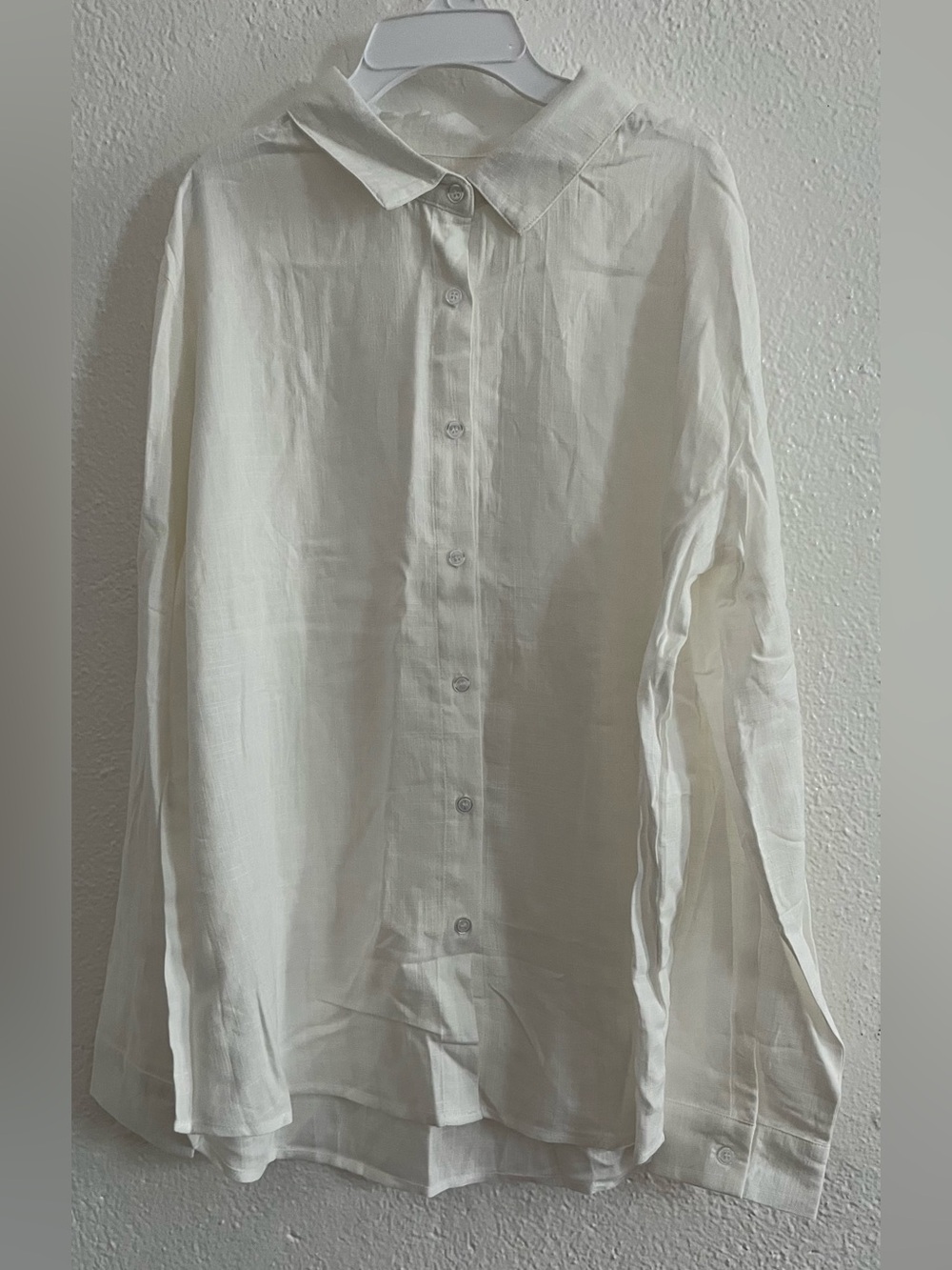 Women’s Cream Button-Down Shirt — Classic Lightweight Long Sleeve